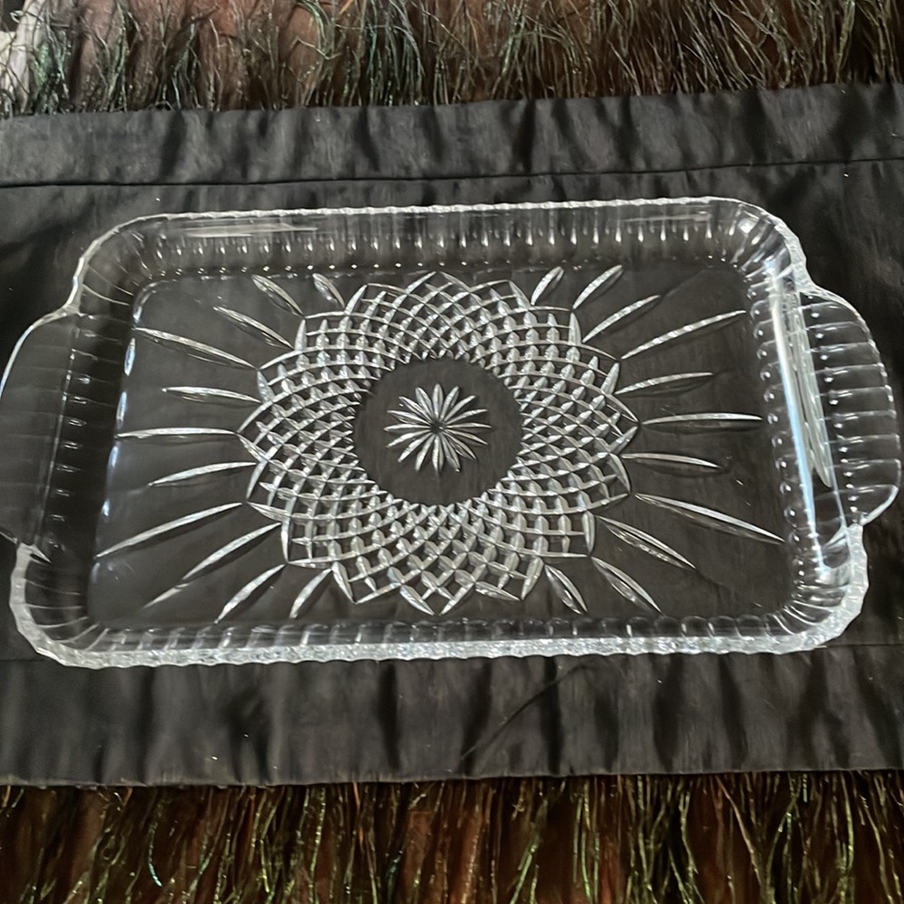 Mid-Century Crystal Serving Platter